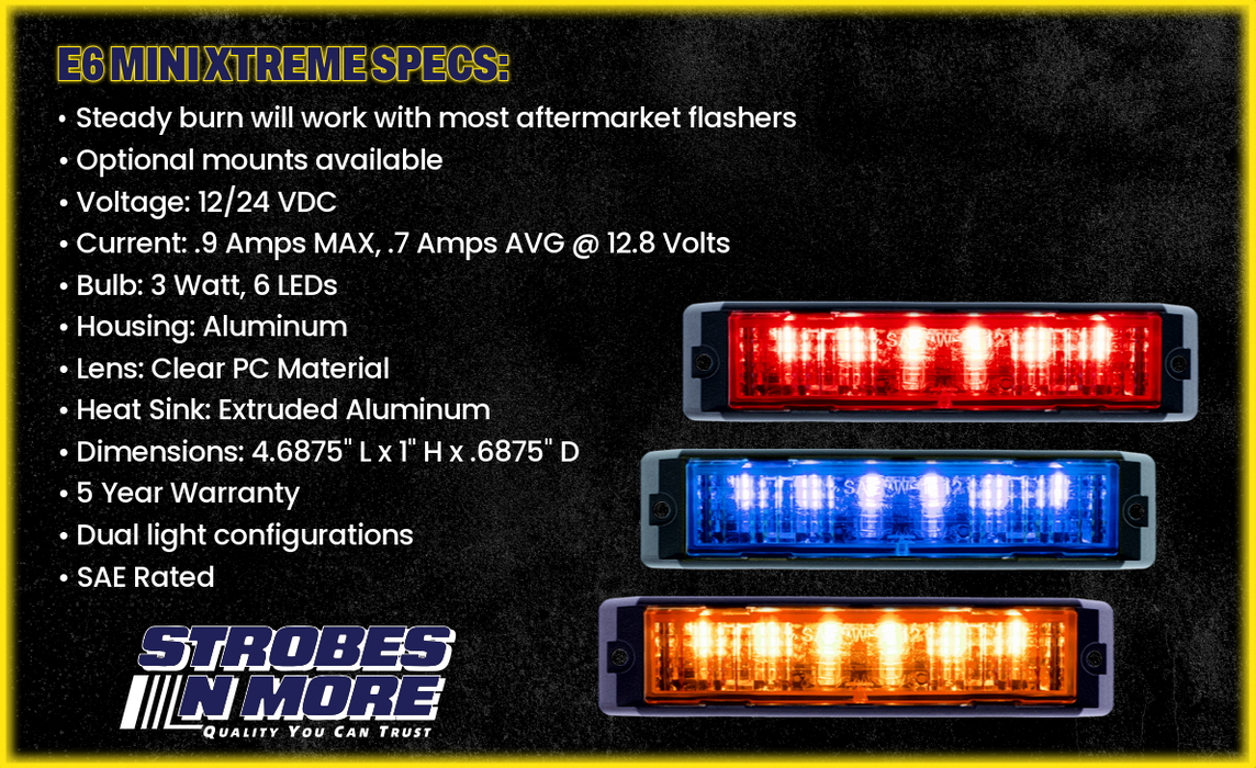 Strobes N' More E6 Mini Xtreme Dual LED Lighthead