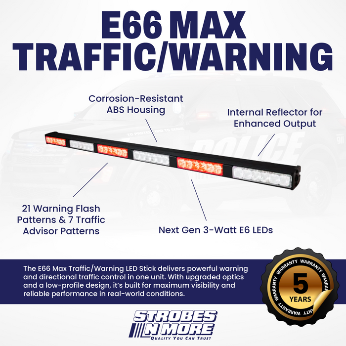 Strobes N' More E66 MAX Traffic/Warning LED Stick   NEW OPTICS!