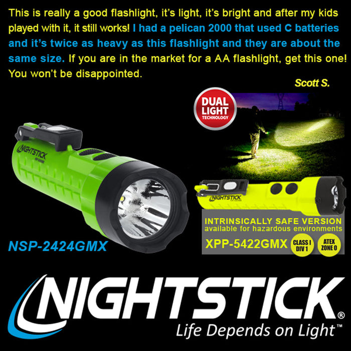 Nightstick Dual-Light Flashlight w/Dual Magnets - 3 AA