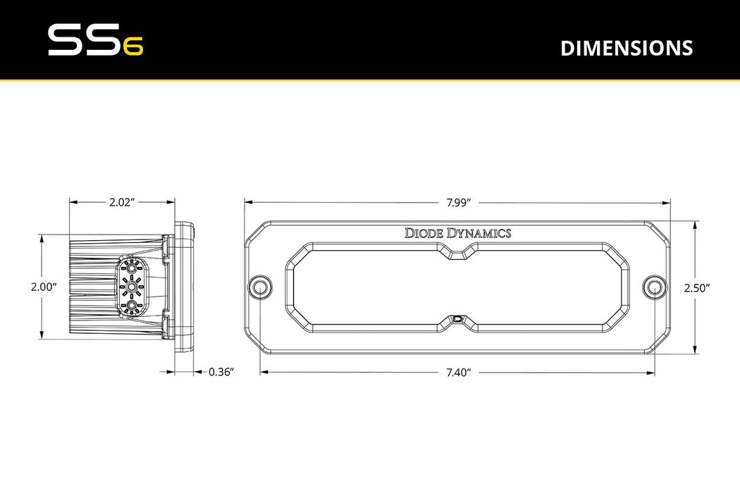 Diode Dynamics SS6 White Flush Mount LED Light Bar (pair)
